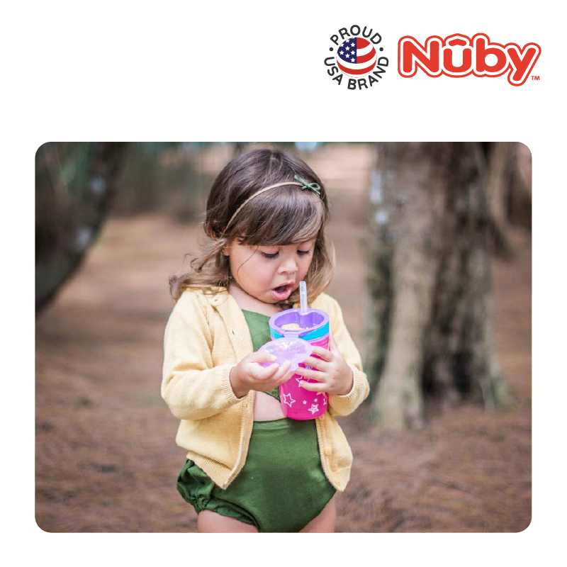 Nuby Snack N Sip 1Pk 270Ml Printed Cup With Thin Straw And Snack Cup