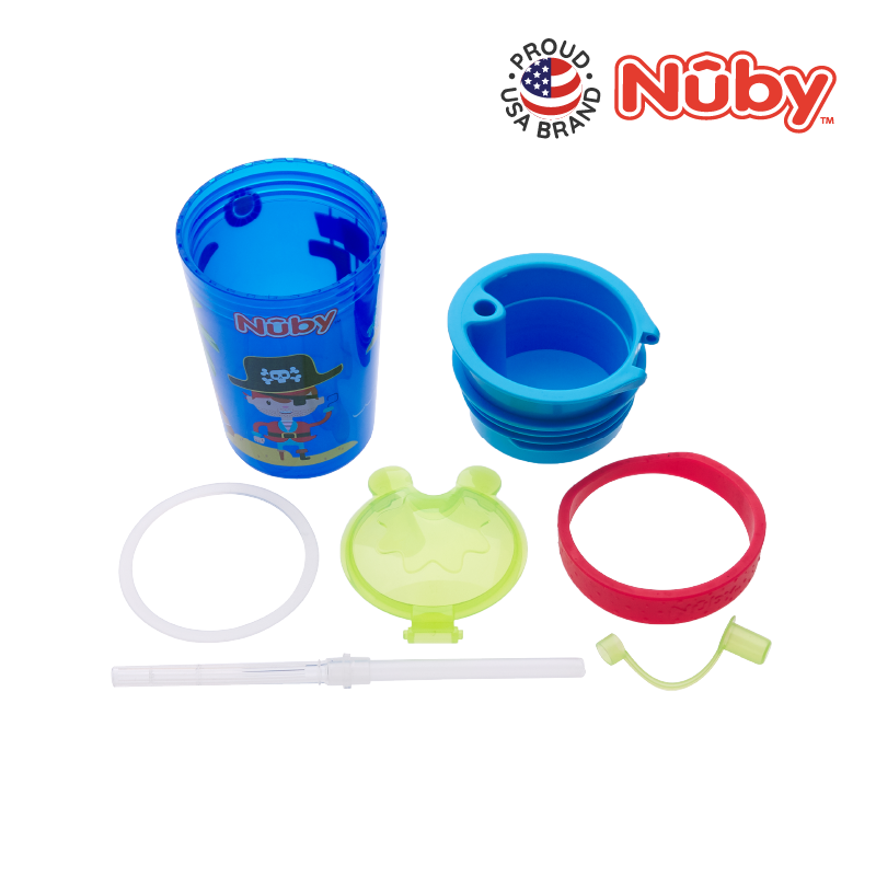 Nuby Snack N Sip 1Pk 270Ml Printed Cup With Thin Straw And Snack Cup