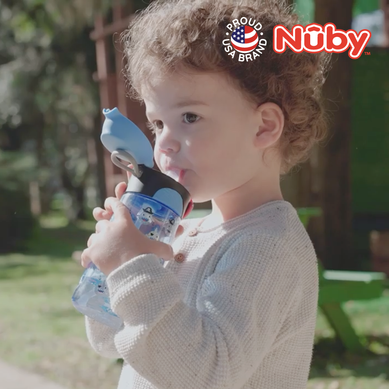 Nuby Tritan Cup With Silicone Spout W/Glitter Design Flip-It Bolt Cup 180Z/540Ml