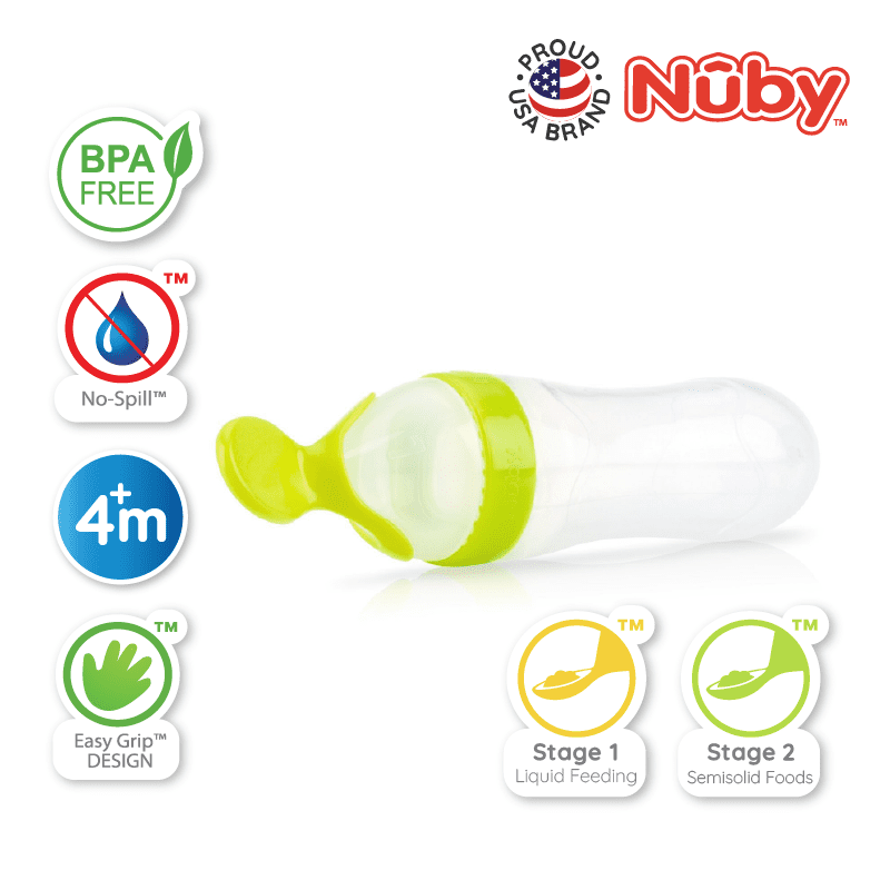 Nuby Garden Fresh Silicone Squeeze Feeder With 2 Spoons 1 Slow Flow And 1 Fast Flow With Pp Covers