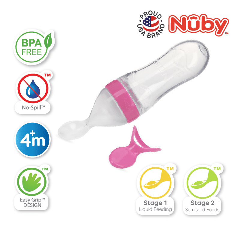 Nuby Garden Fresh Silicone Squeeze Feeder With 2 Spoons 1 Slow Flow And 1 Fast Flow With Pp Covers