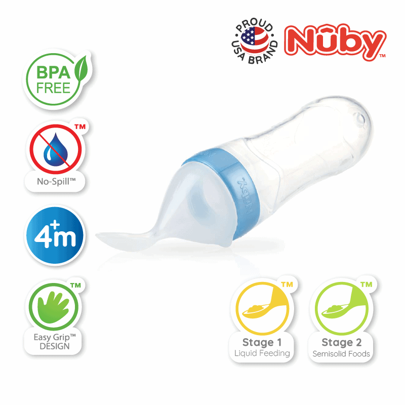 Nuby Garden Fresh Silicone Squeeze Feeder With 2 Spoons 1 Slow Flow And 1 Fast Flow With Pp Covers