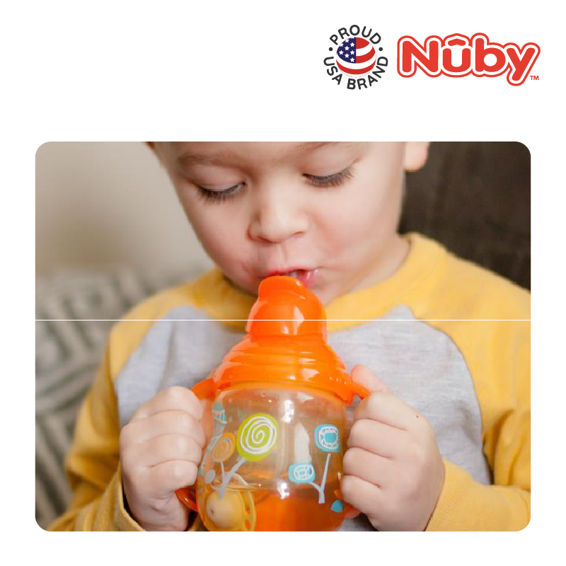 Nuby Designer Pinpoint 2 Handle Click-It Trainer Cup Weighted Straw & Flip-It Thin Straw 240Ml/8Oz