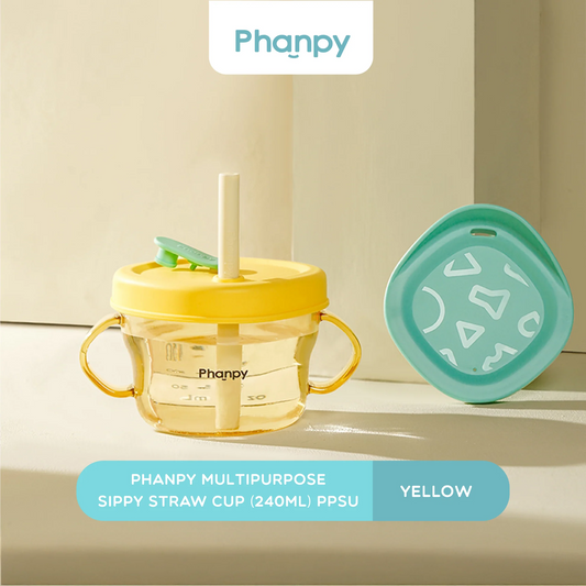 Phanpy Multipurpose Sippy Straw Cup 240ml - PPSU , White