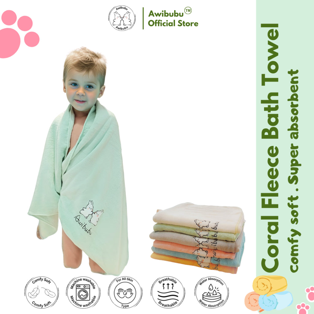 Awibubu Coral Fleece Bath Towel