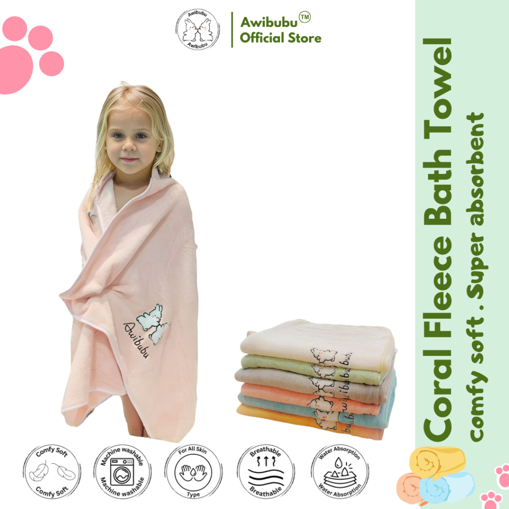 Awibubu Coral Fleece Bath Towel