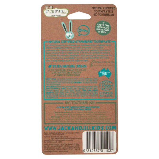 Jack N' Jill Tooth Buddy Pack - Natural Certified Toothpaste Flavor Free + Silicone Finger Brush