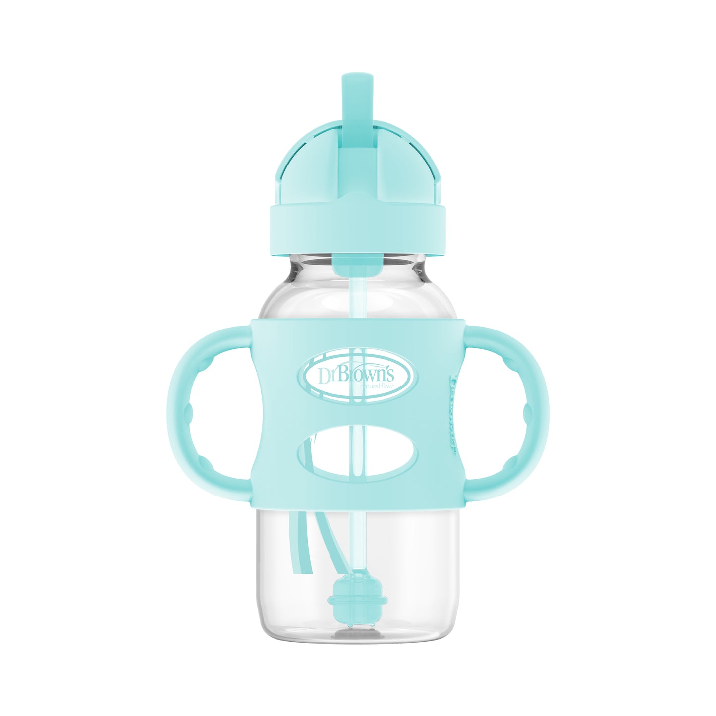 Dr. Brown's Anti-Colic Options+ PP Wide Neck 9oz/270ml Sippy Straw Bottle, (Pink/Green), 1 Bottle, Level 1 Teat