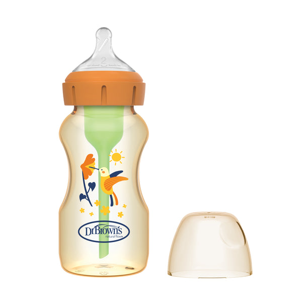 Dr. Brown’s Anti-Colic Options+ PPSU Wide Neck 9oz/270ml Bottle, 1 Bottle, Level 2 Teat