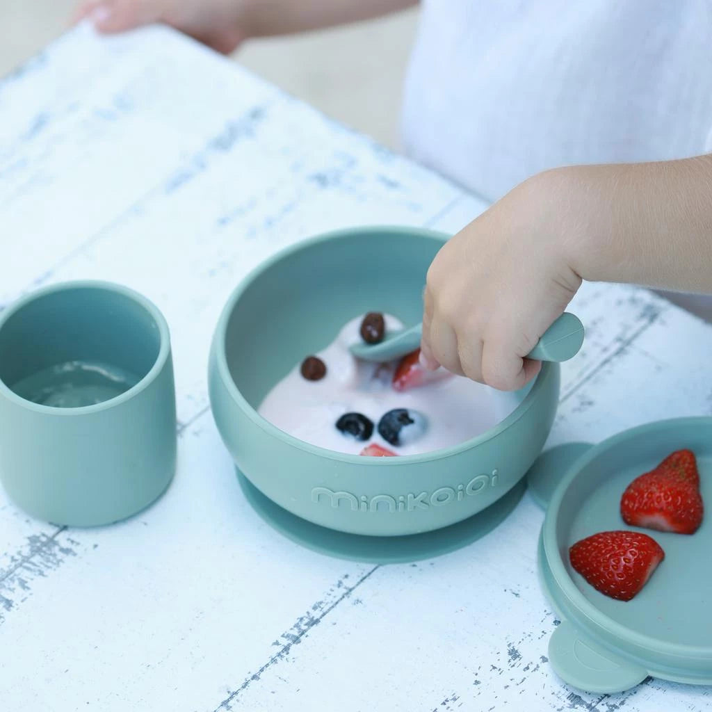 Minikoioi Blw Set I Silicone Feeding Set ( Bowl With Lid , Cup & Spoon )