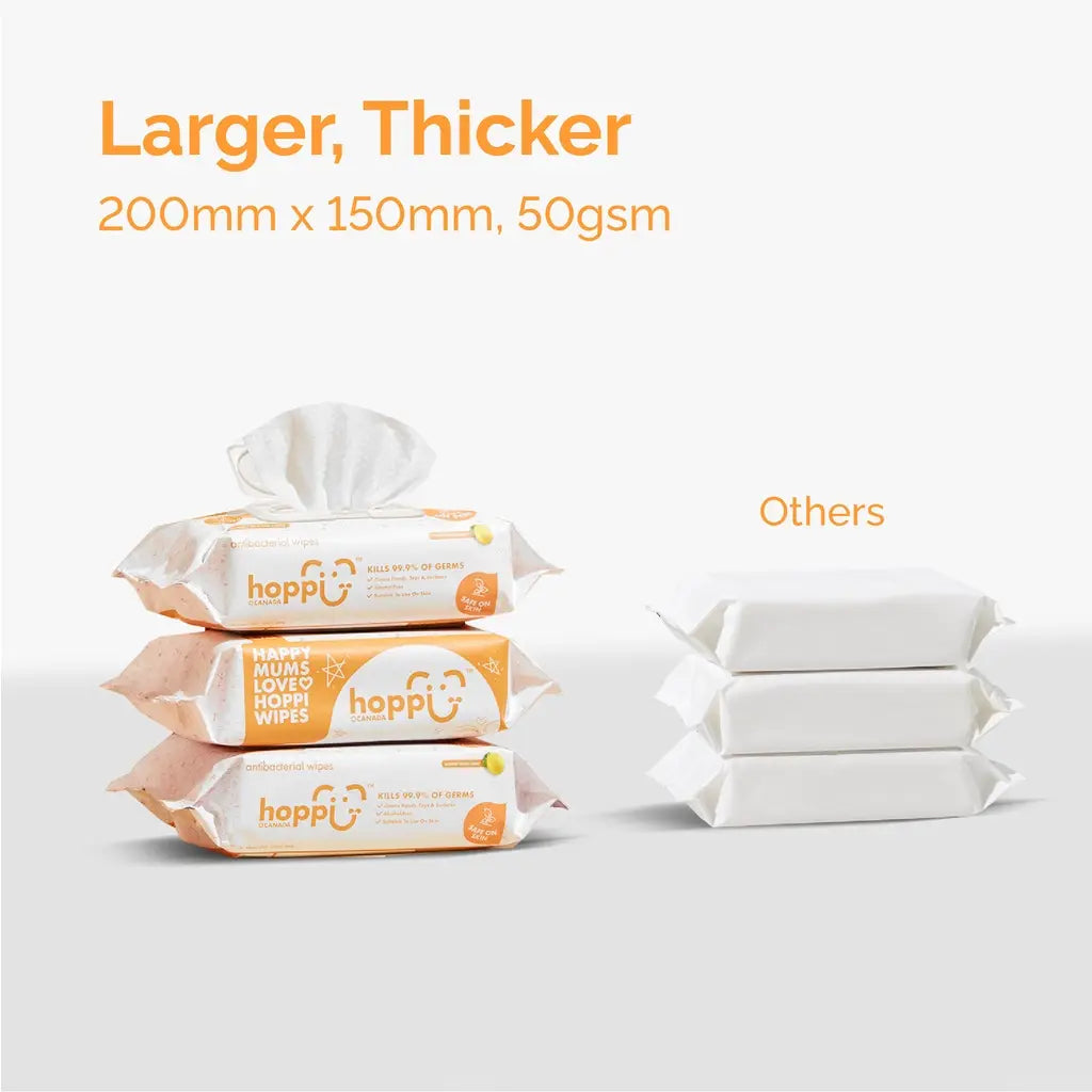 Hoppi Wet Wipes - 80 Sheets-3 In 1 Bundle Pack (With White Cap)