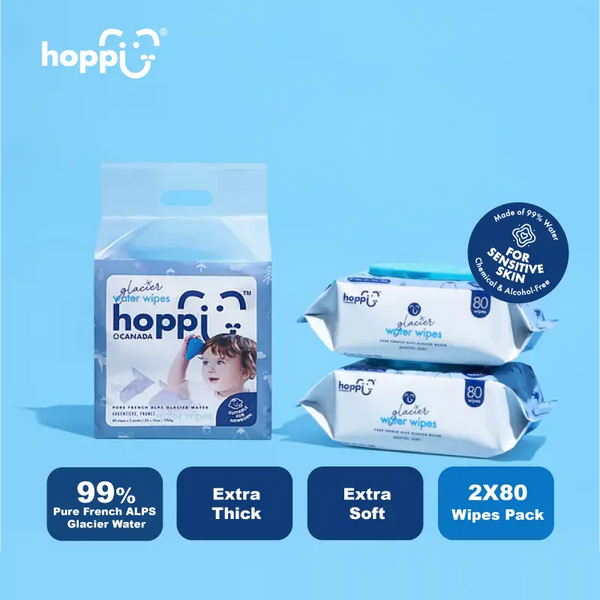 Hoppi Glacier Water Wipes 80™S X 2Packs