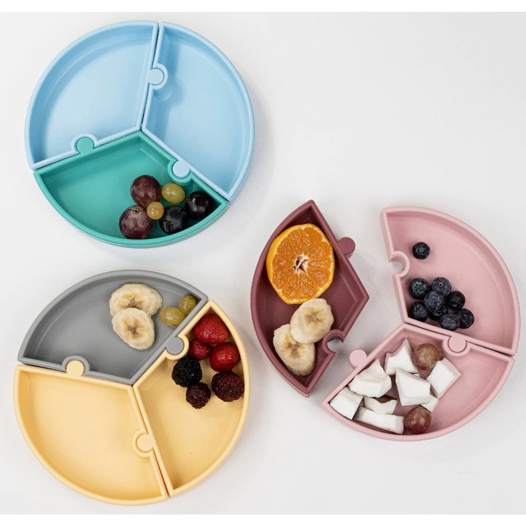 Minikoioi Puzzle 3-Section Plate With Suction Base