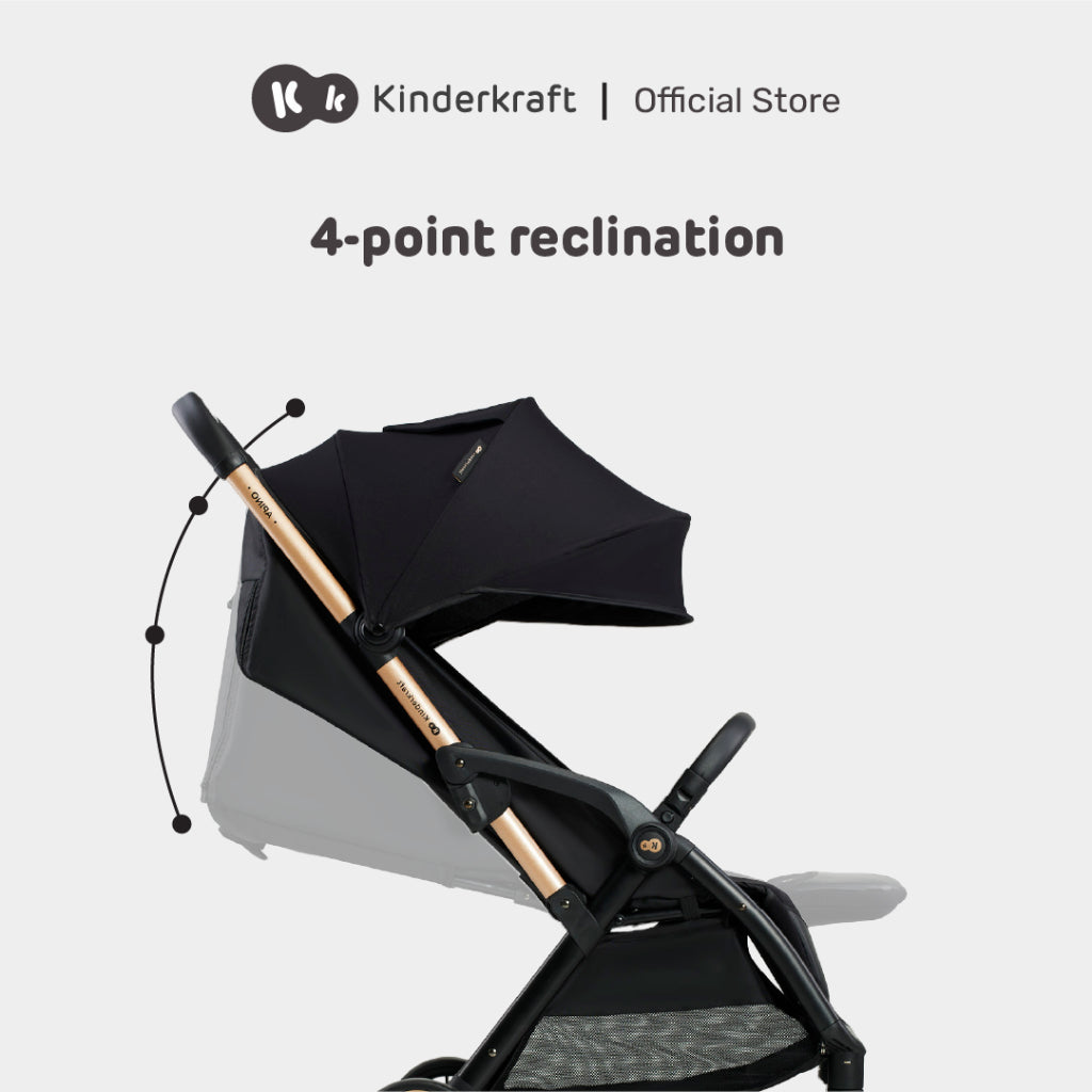 Kinderkraft Stroller Apino Lightweight Foldable For Newborn Up To 22Kg(Black/Beige/Grey)