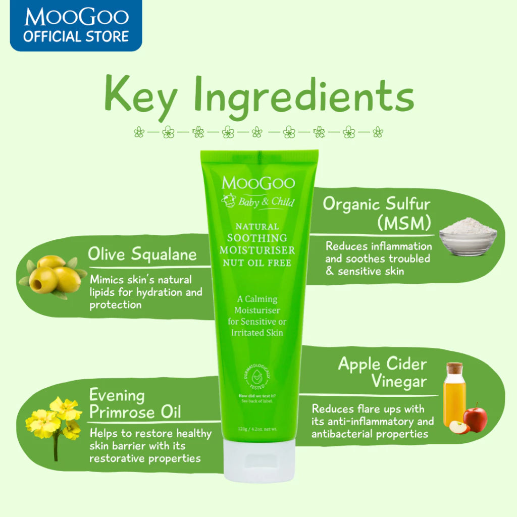Moogoo Soothing Moisturiser Nut Oil Free 120G