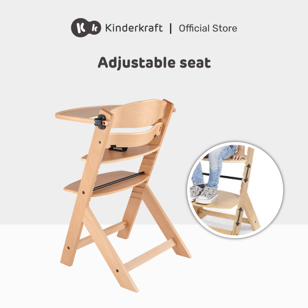 Kinderkraft High Chair Enock Suitable From 6M+ (Wood/Grey/White)