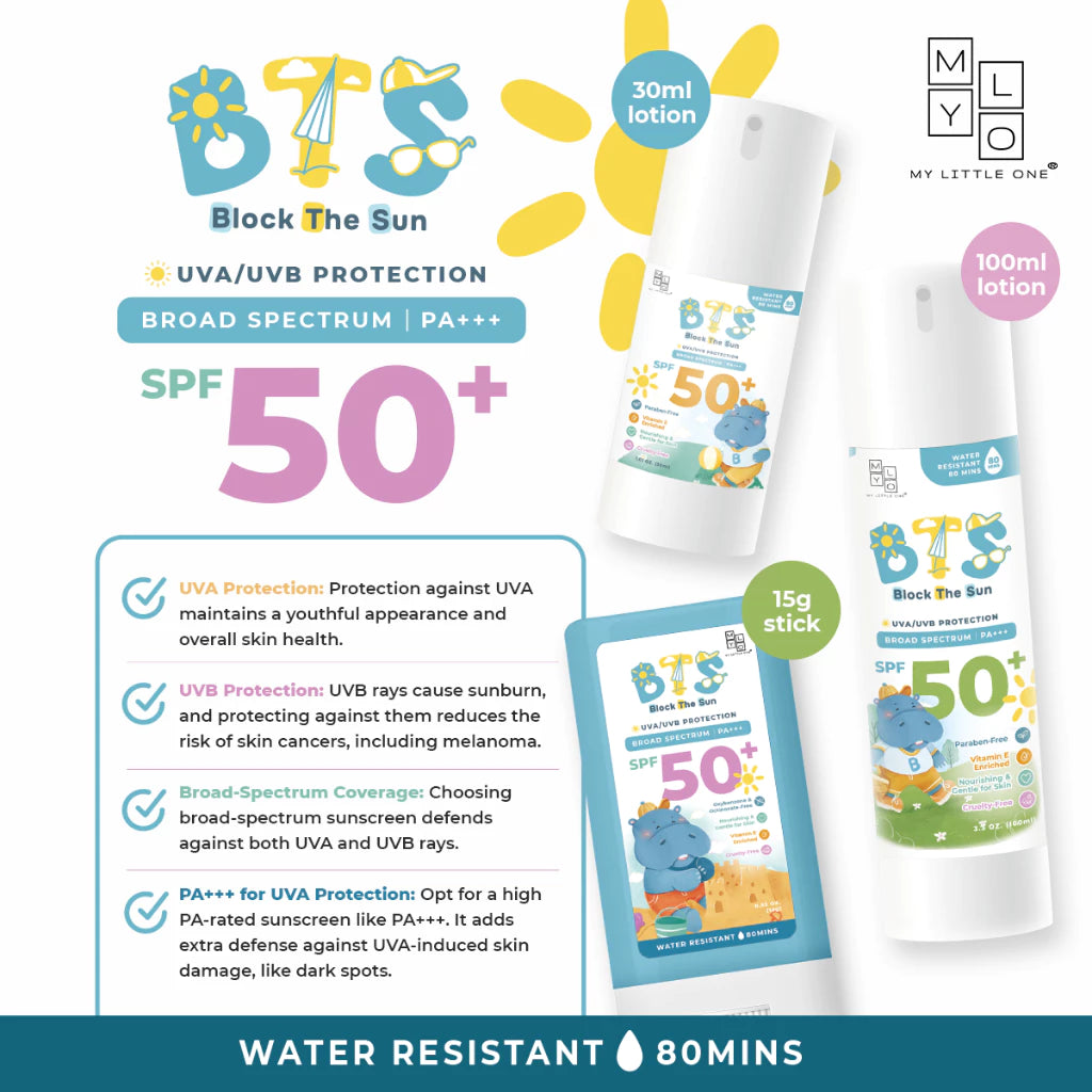 Mylo Bts Kids Sunscreen Stick Sunblock Lotion - Spf50+, Uva Uvb, 80Min Water Resistant, Paraben Free