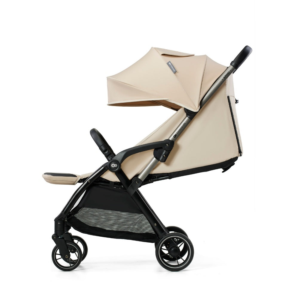 Kinderkraft Stroller Apino Lightweight Foldable For Newborn Up To 22Kg(Black/Beige/Grey)