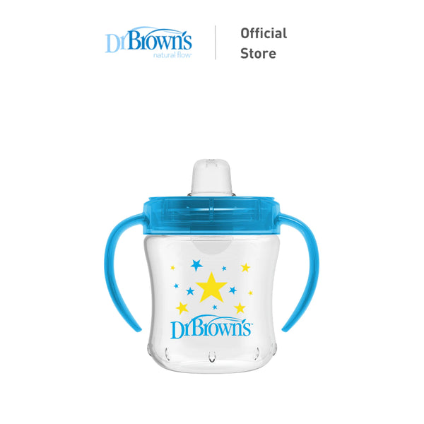 Dr. Brown's Soft-Spout Transition Baby Toddler Cup W/ Handles, 6oz/180ml, Blue