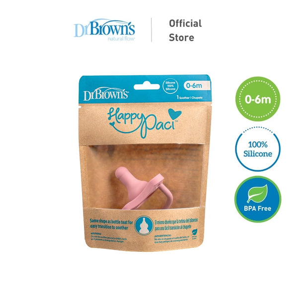 Dr. Brown's Happypaci™ Silicone Baby Pacifier for 0-6months, Pink, 1 Piece