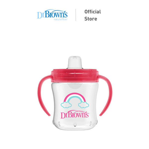Dr. Brown's Soft-Spout Transition Baby Toddler Cup W/ Handles, 6oz/180ml, Pink