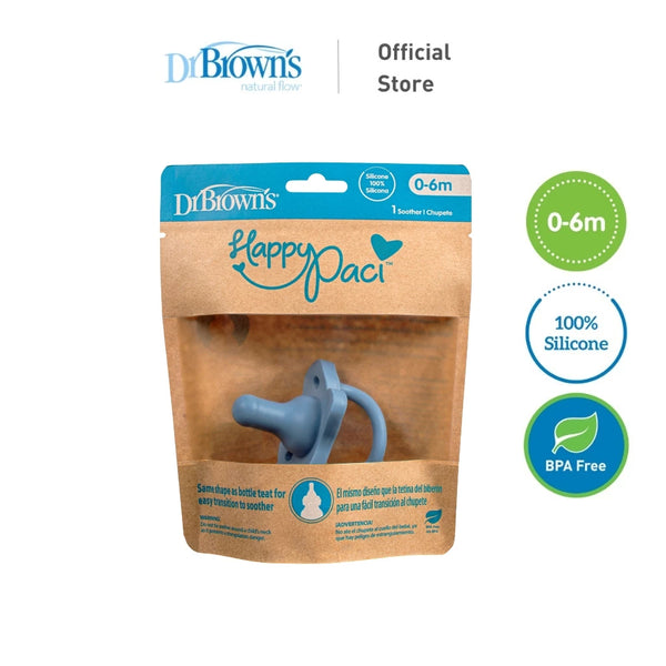 Dr. Brown's Happypaci™ Silicone Baby Pacifier for 0-6months, Blue, 1 Piece
