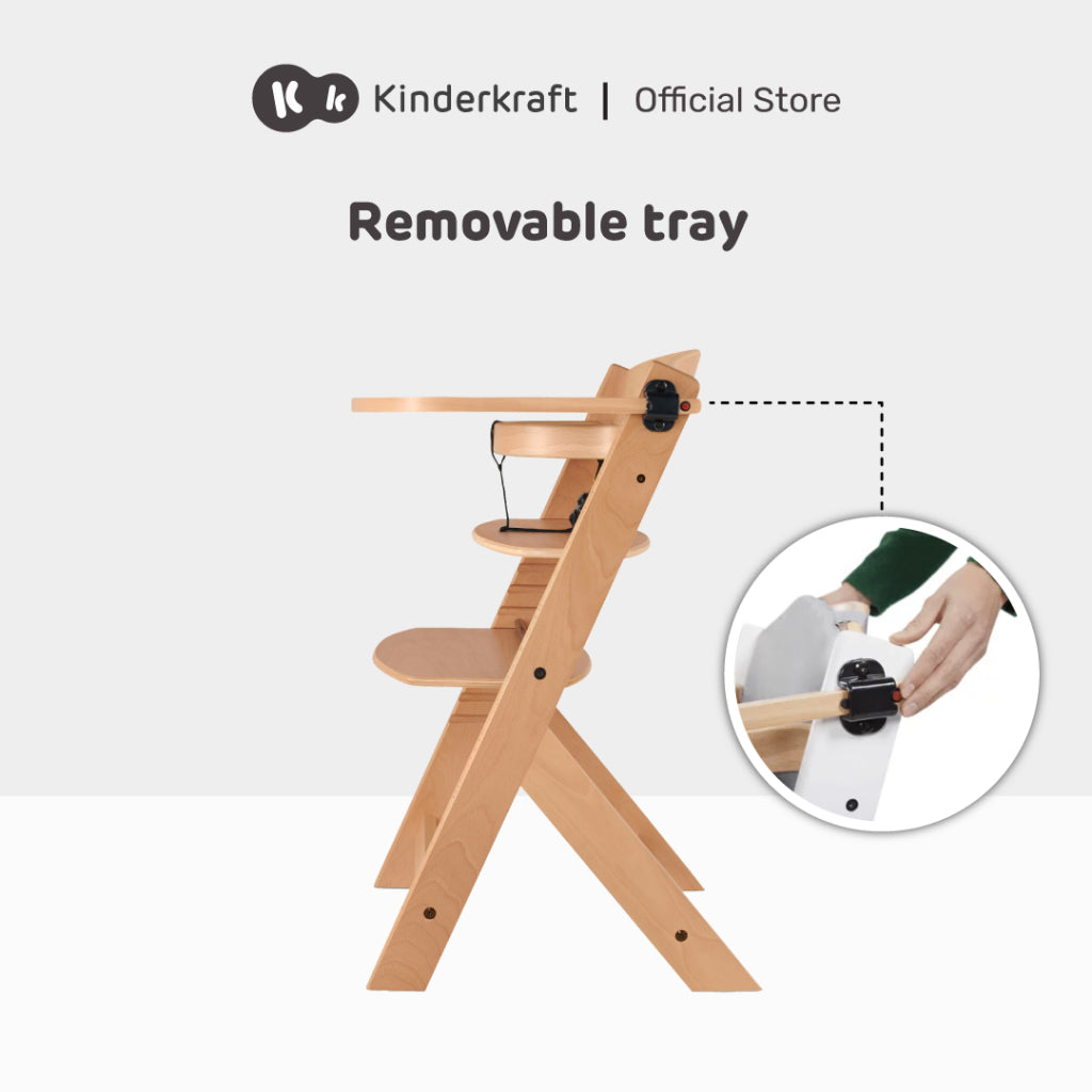 Kinderkraft High Chair Enock Suitable From 6M+ (Wood/Grey/White)