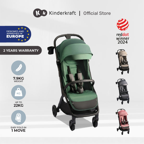 Kinderkraft Stroller Nubi2 Stylish Foldable For Newborn Up To 22Kg(Green/Pink/Grey/Beige)