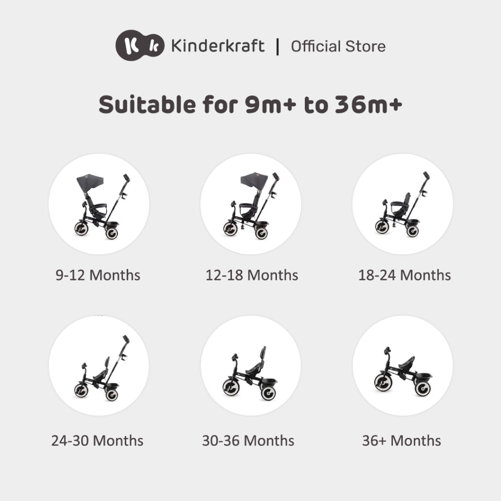 Kinderkraft Tricycle 6-In-1 Aston Suitable For 9Months Above