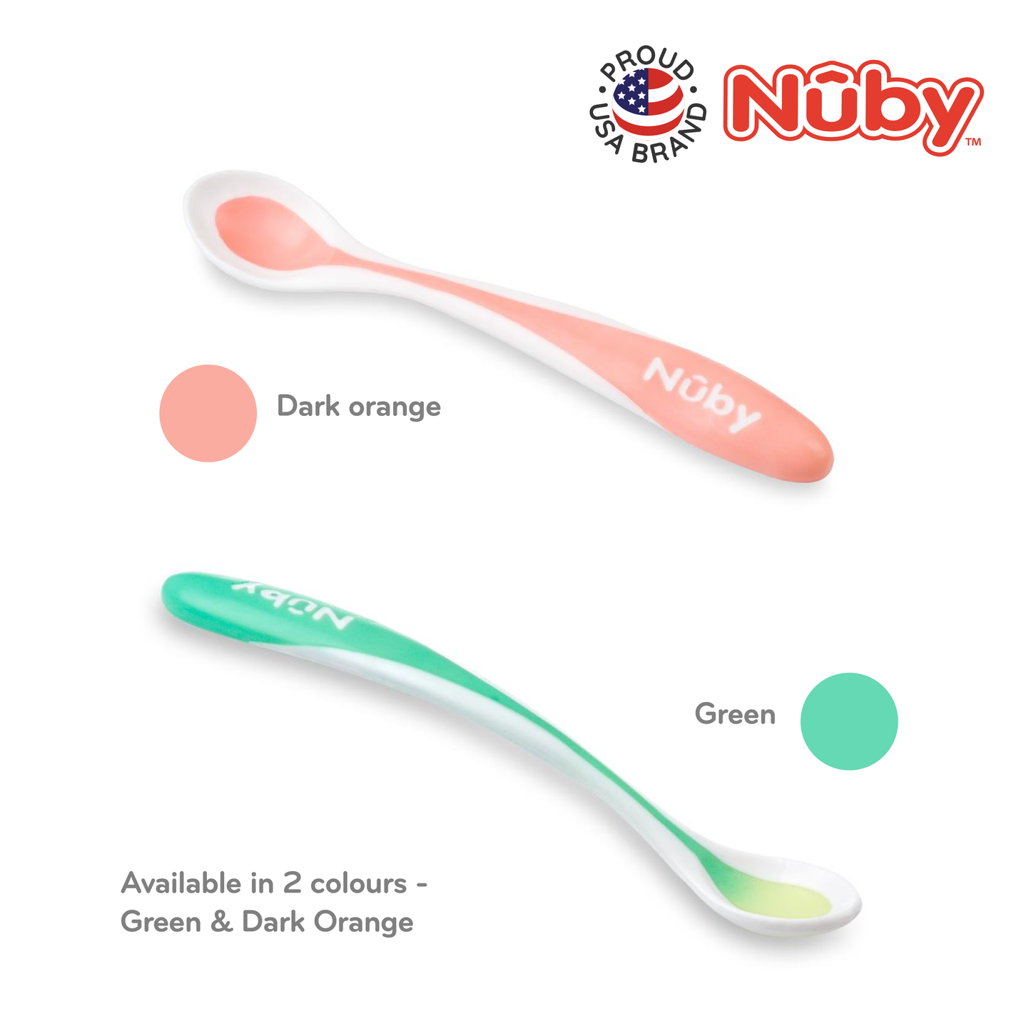 Nuby 2Pk Heat Sensitive White Tip Soft Edge Spoons