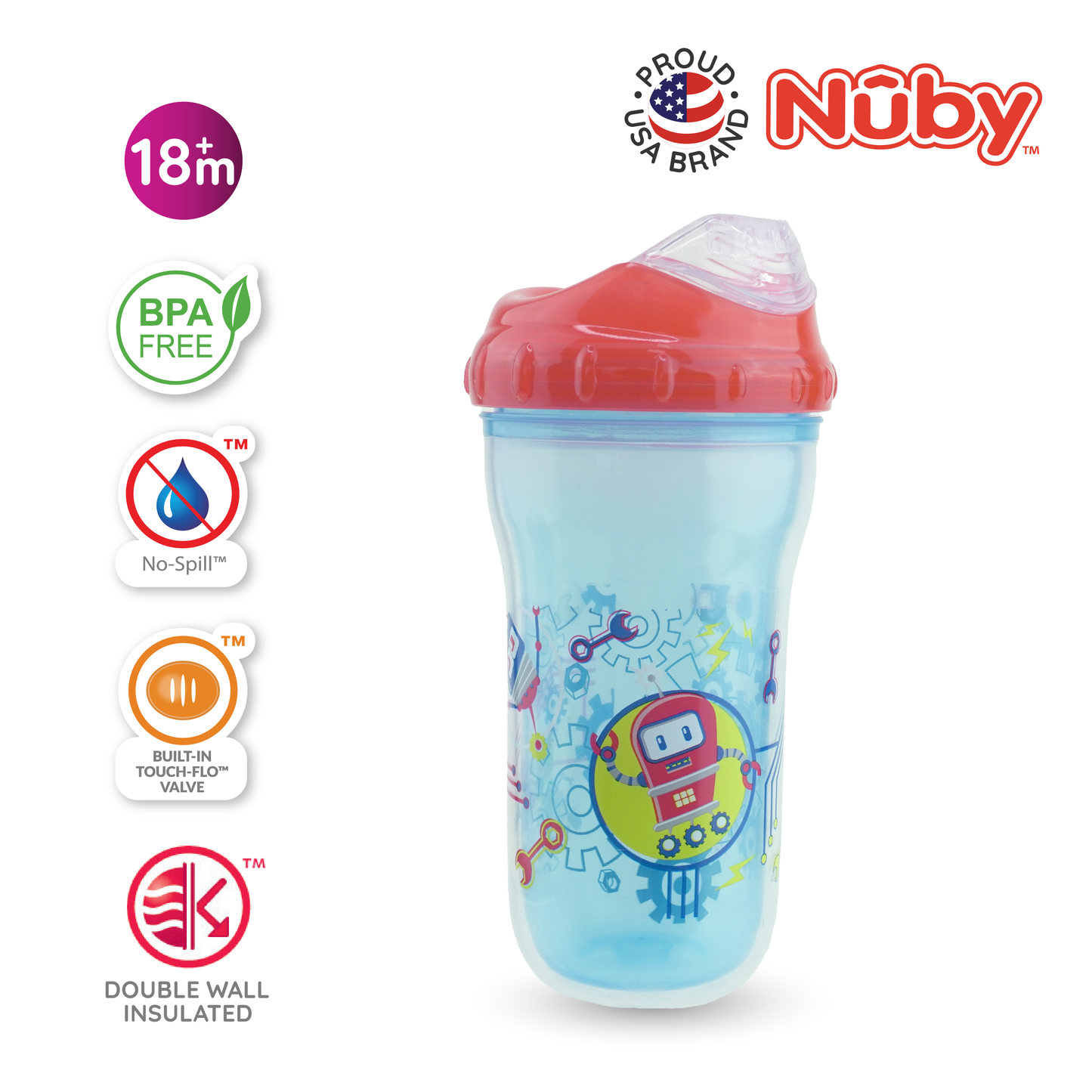 Nuby Insulated Cup Wt New Sipper Top 1Pk 9Oz/270Ml