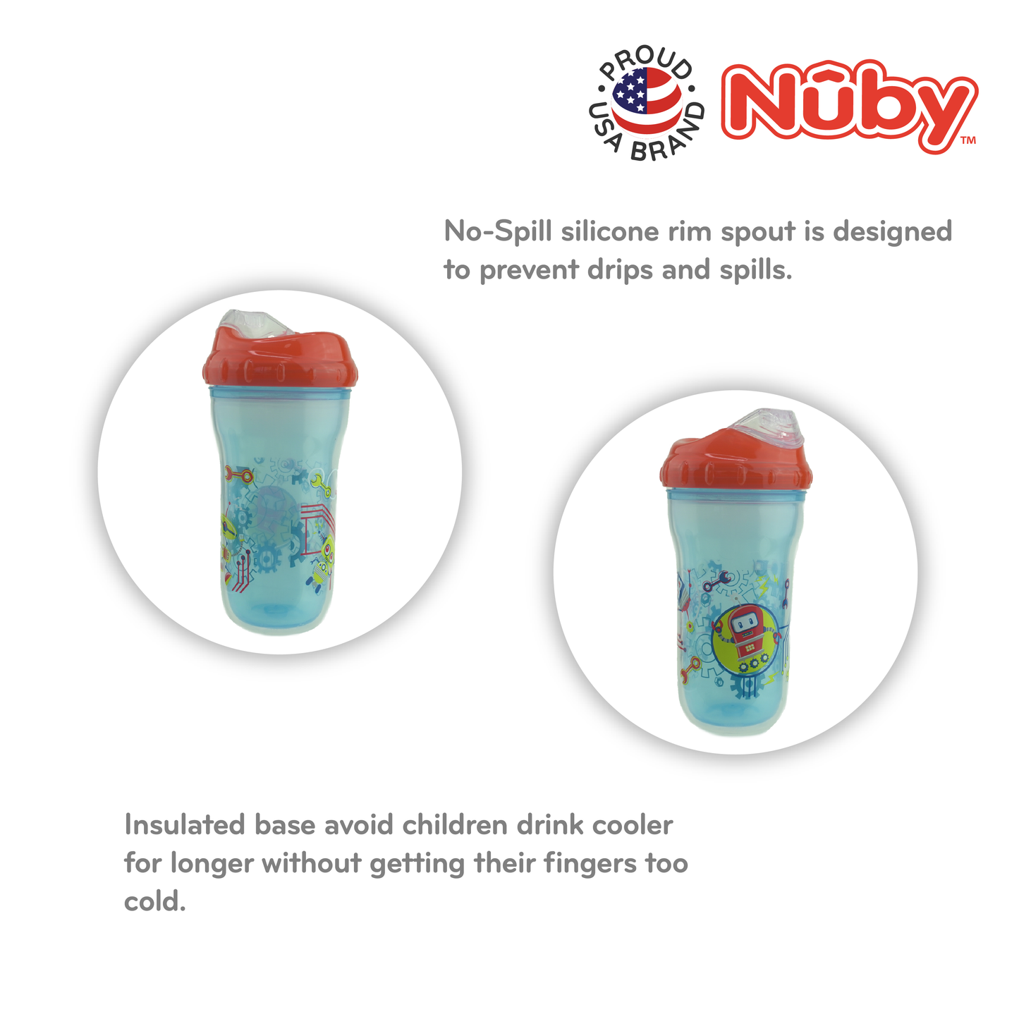 Nuby Insulated Cup Wt New Sipper Top 1Pk 9Oz/270Ml