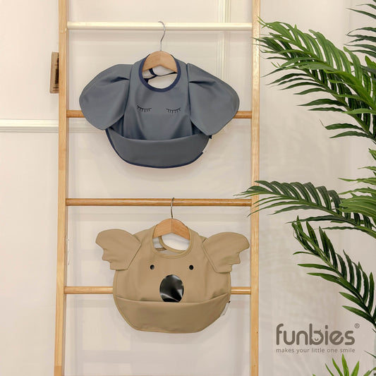 Funbies Snuggle Baby Bibs Set (Elephant + Koala)