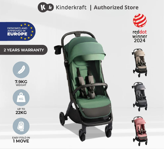Kinderkraft Stroller Nubi2 Stylish Foldable For Newborn Up To 22Kg(Green/Pink/Grey/Beige)