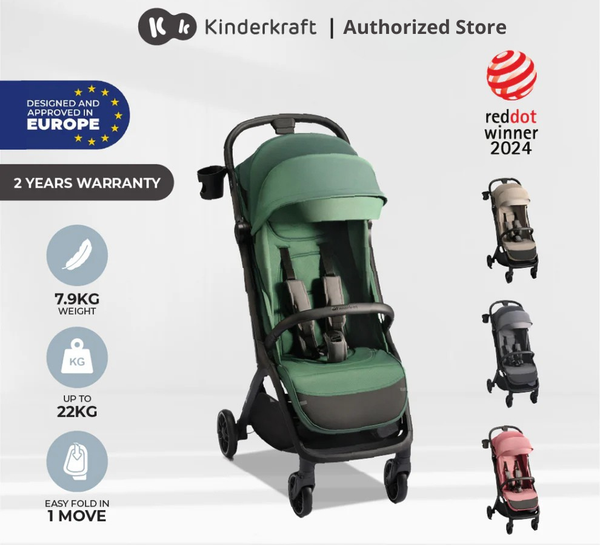 Kinderkraft Stroller Nubi2 Stylish Foldable For Newborn Up To 22Kg(Green/Pink/Grey/Beige)