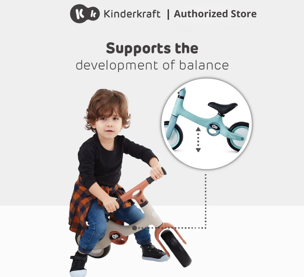 Kinderkraft Balance Bike Tove (Beige/Mint) Suitable For 2 Years Old