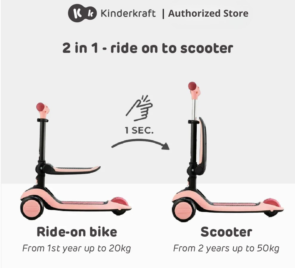 Kinderkraft Scooter 2-In-1 Halley Suitable For 2 Years Old