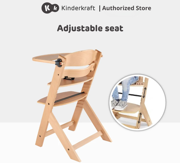 Kinderkraft High Chair Enock Suitable From 6M+ (Wood/Grey/White)