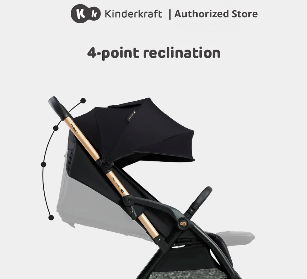 Kinderkraft Stroller Apino Lightweight Foldable For Newborn Up To 22Kg(Black/Beige/Grey)