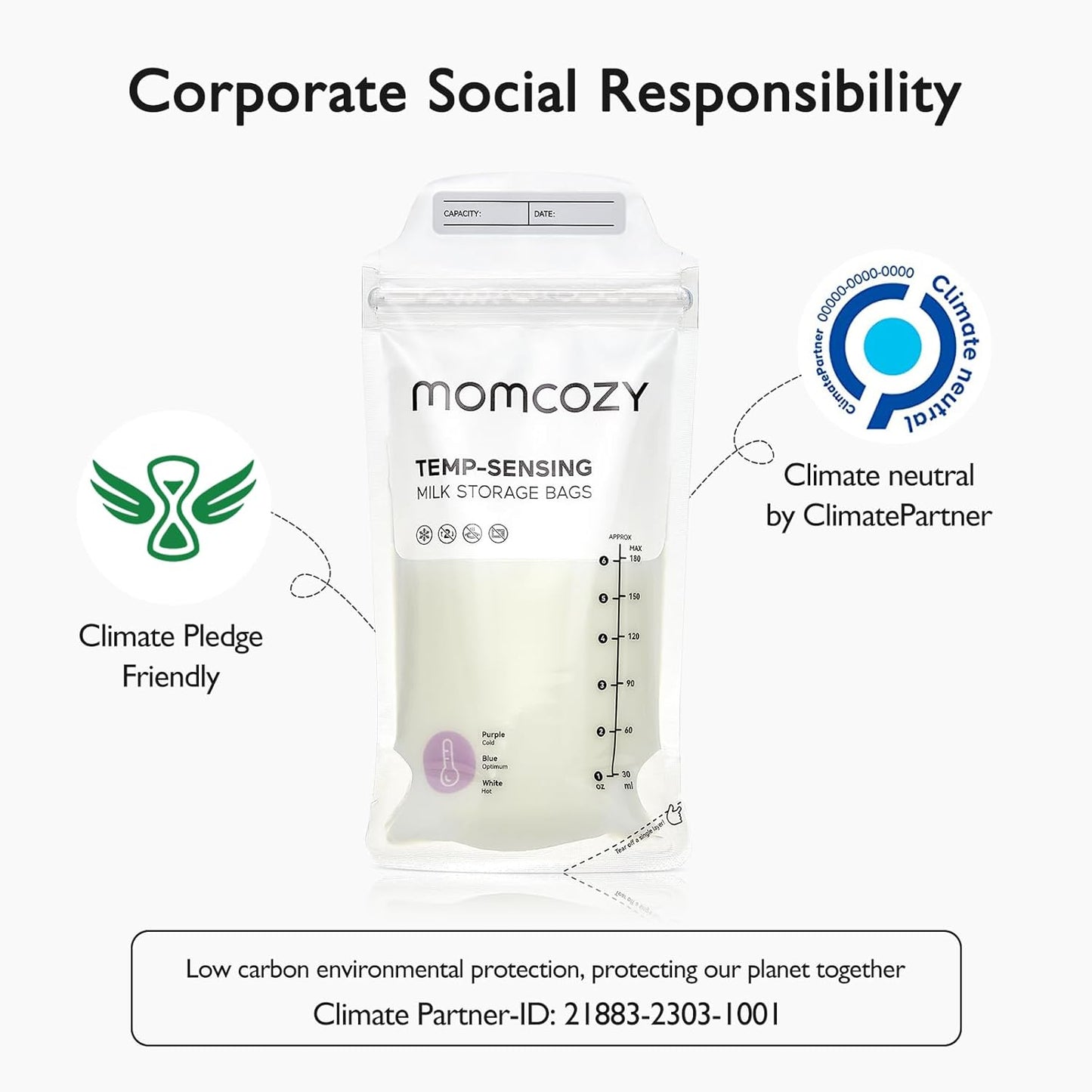 Momcozy Sensing Temperature Breastmilk Storage Bags (6oz/180ml)