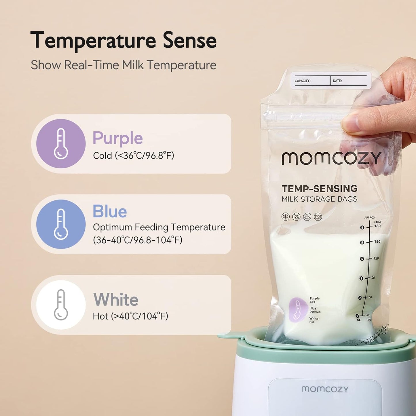 Momcozy Sensing Temperature Breastmilk Storage Bags (6oz/180ml)