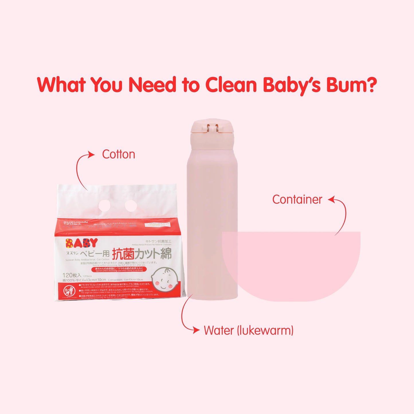 Suzuran Baby Antibacterial Cut Cotton 40 pcs