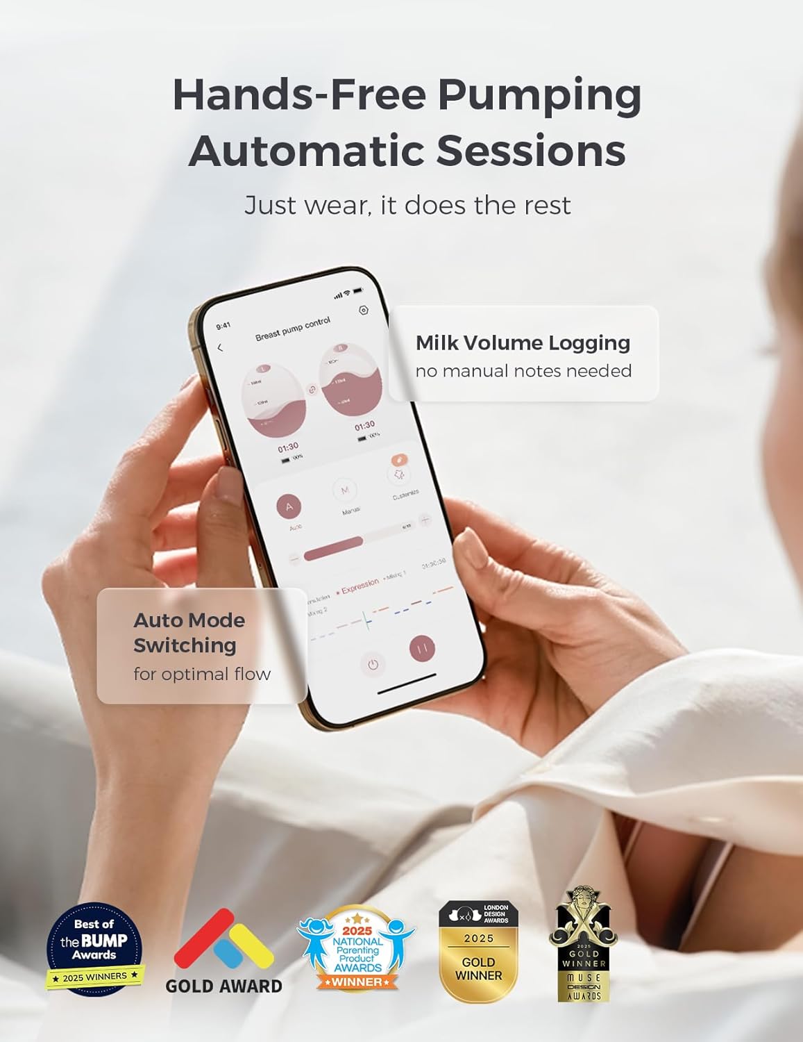 Momcozy Air 1 Ultra-Slim Hands-Free Wearable Pump with Maternity Belt (Skin/Black)