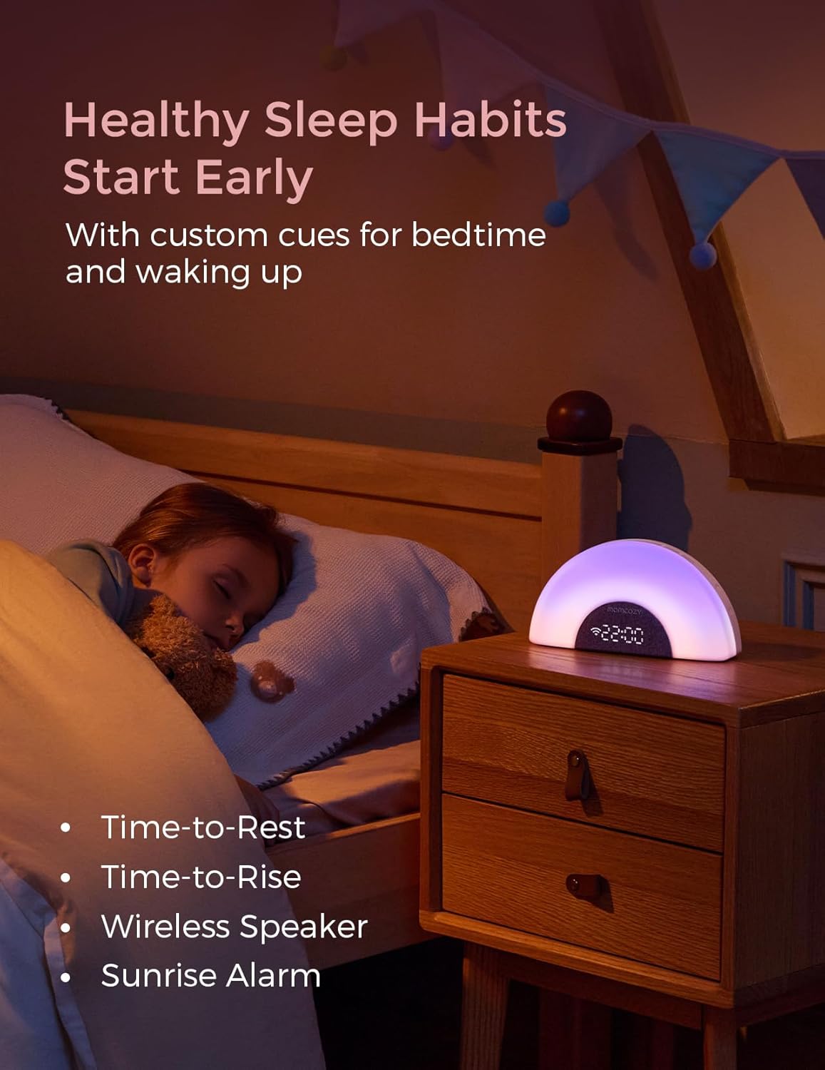 Momcozy Dreamsync™ Smart Baby Sound Machine - Rainbow Light & App Control