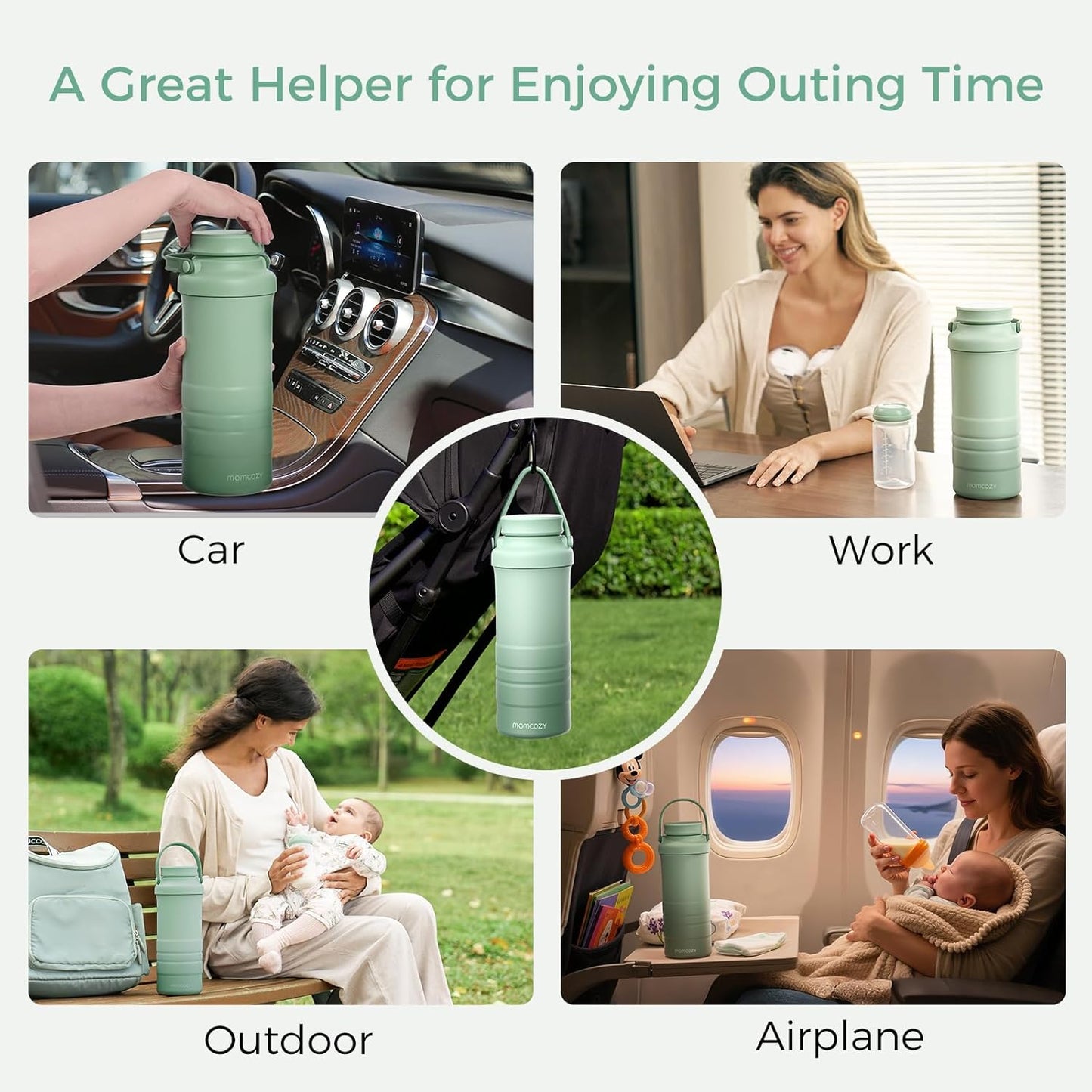 Momcozy 22oz Portable Breast Milk Cooler for Outdoor with 2pcs Baby Bottles