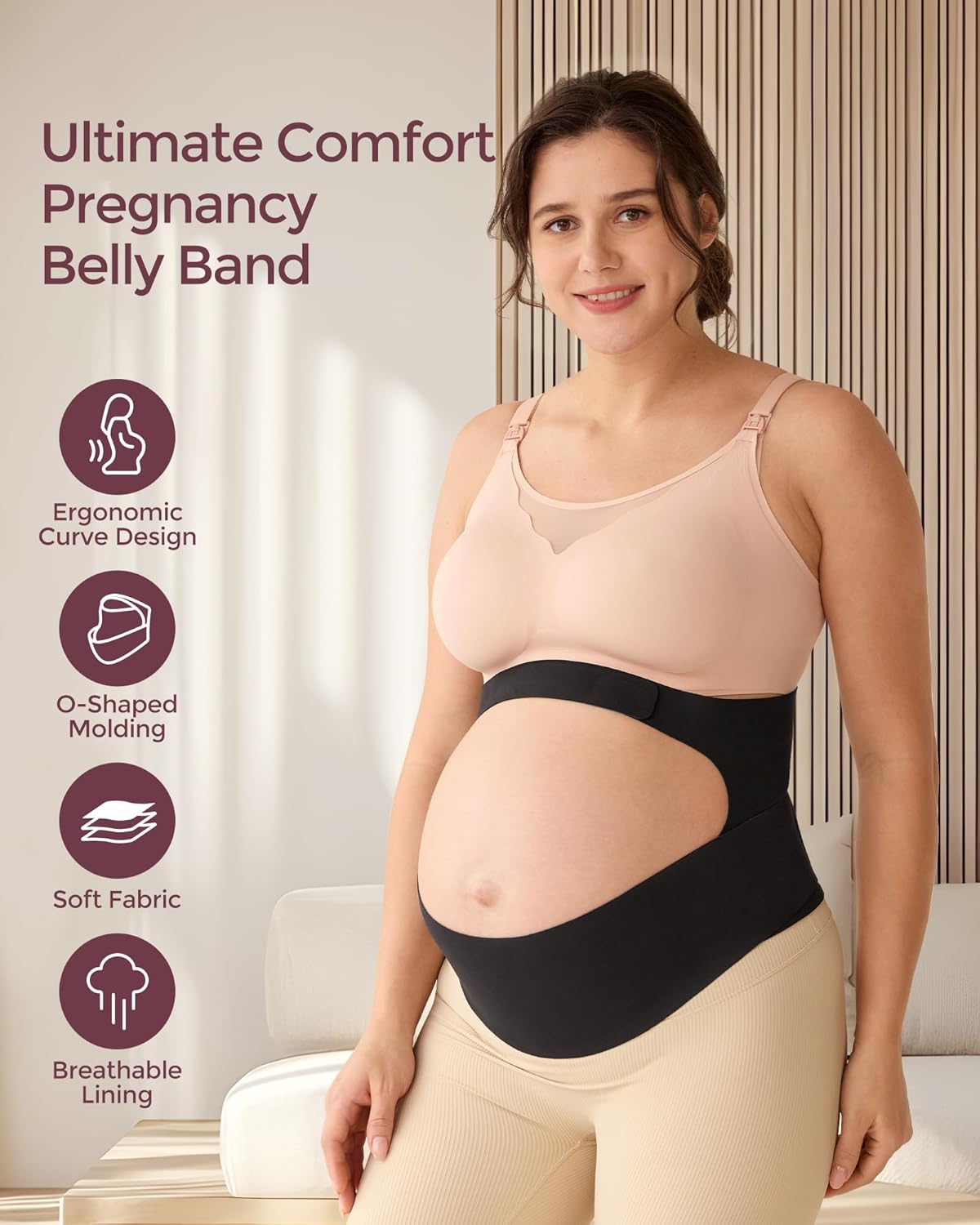 Momcozy Ergonest Maternity Belly Band (Skin/Black)