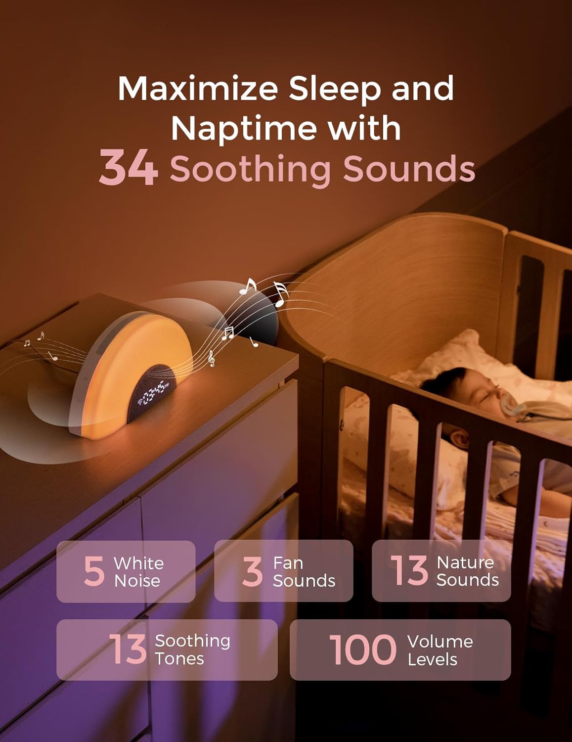 Momcozy Dreamsync™ Smart Baby Sound Machine - Rainbow Light & App Control