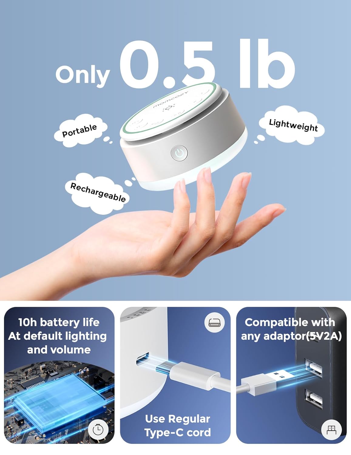 Momcozy White Noise Sound Machine for Baby with Nursery Light