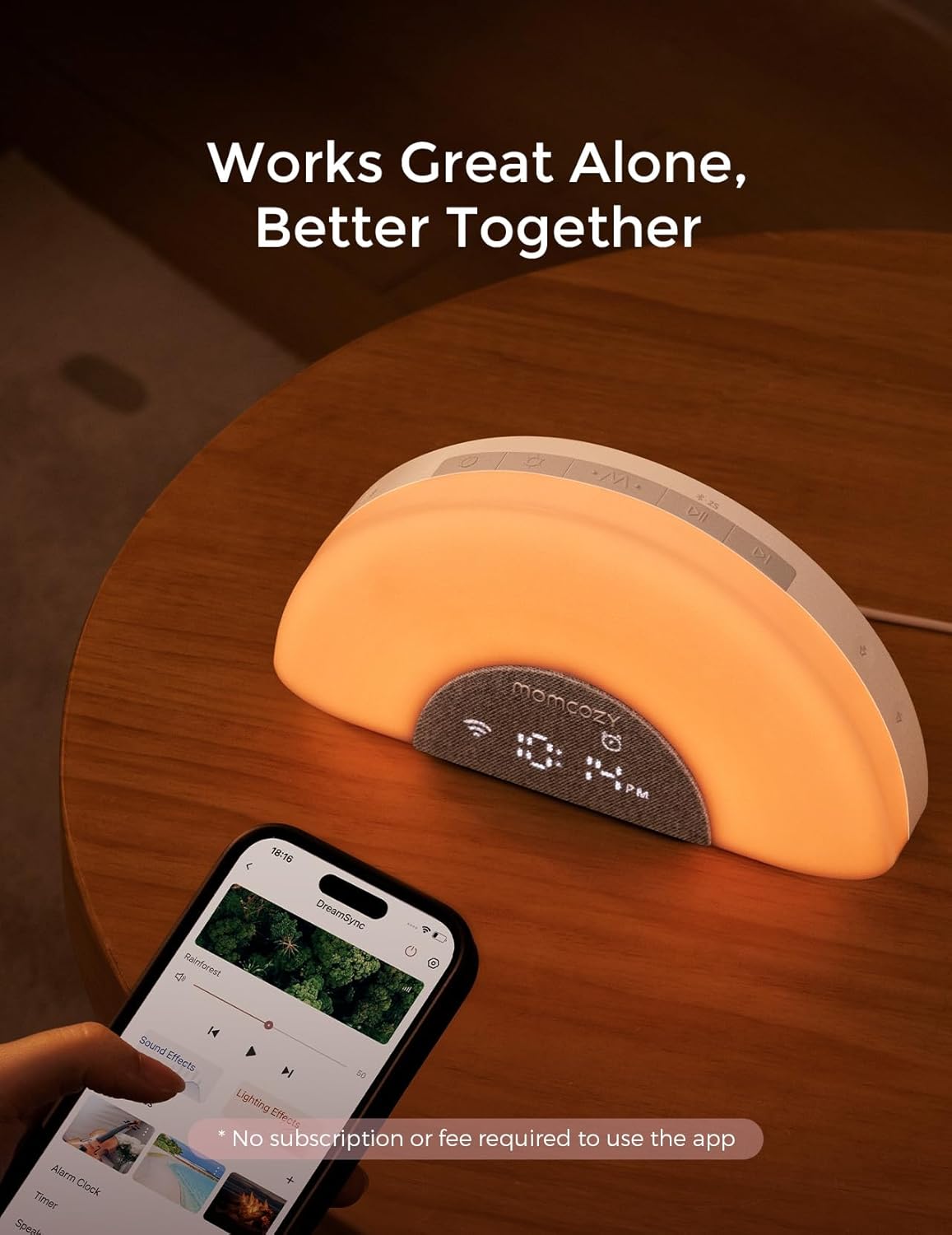 Momcozy Dreamsync™ Smart Baby Sound Machine - Rainbow Light & App Control