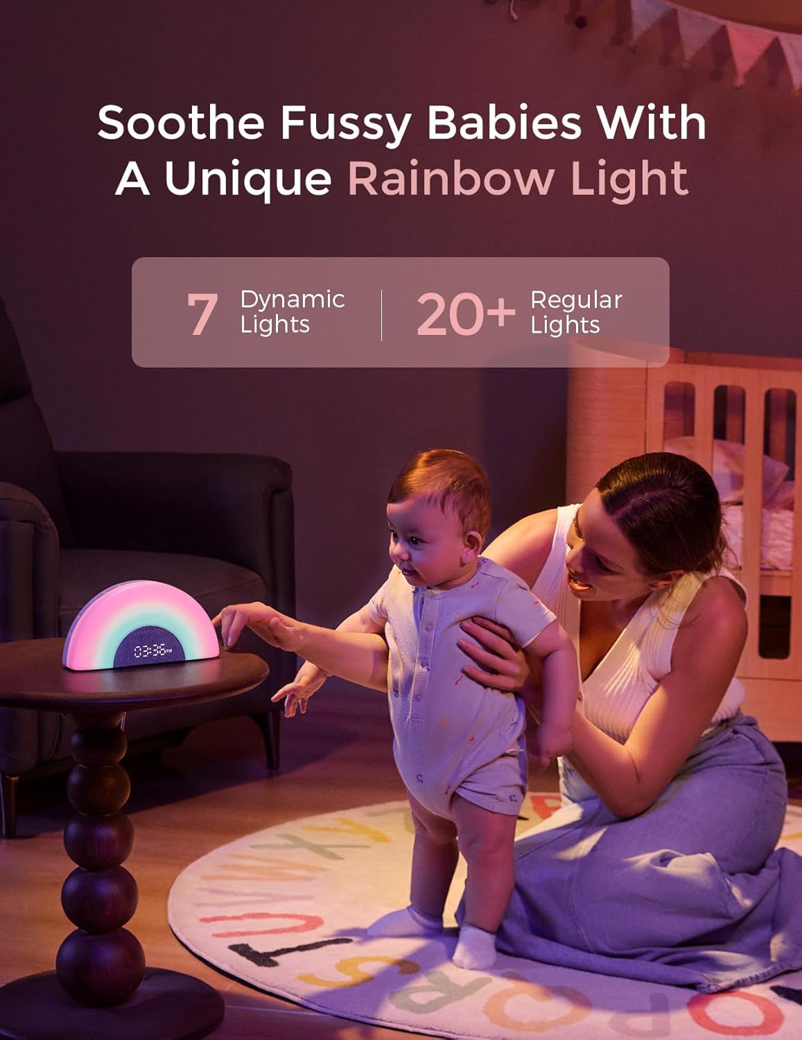 Momcozy Dreamsync™ Smart Baby Sound Machine - Rainbow Light & App Control